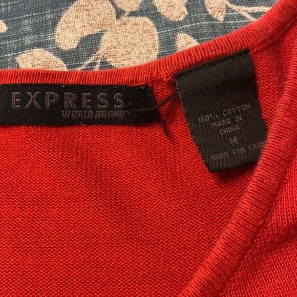 Express Red short length button down sweater - Picture 5 of 10